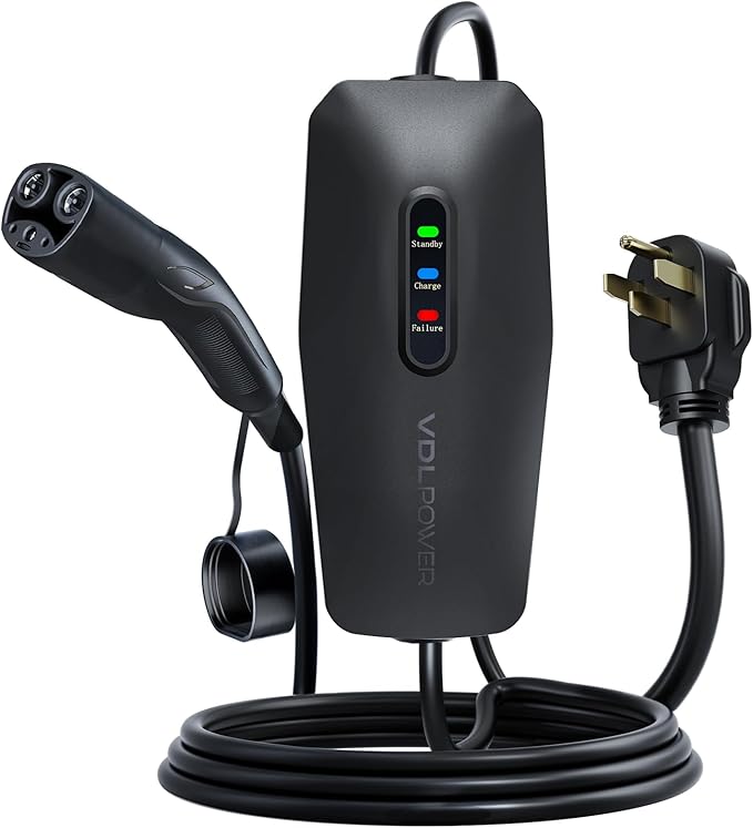 Level 2 EV Charger for Tesla 32Amp, 7KW Electric Vehicle Portable Charger with 20FT Cable, Home EV Charging Station for Tesla, 240V NEMA 14-50 Plug