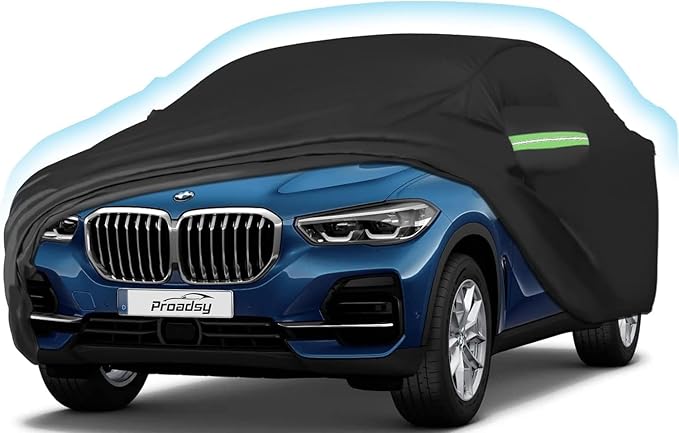 Proadsy 2025 Upgrade Car Cover for BMW X5 2007-2023 2024 2025,Waterproof All Weather for Automobiles, Windproof Snowproof Rain Hail Sun UV Protection Full Outdoor Indoor Exterior Car Covers, Black