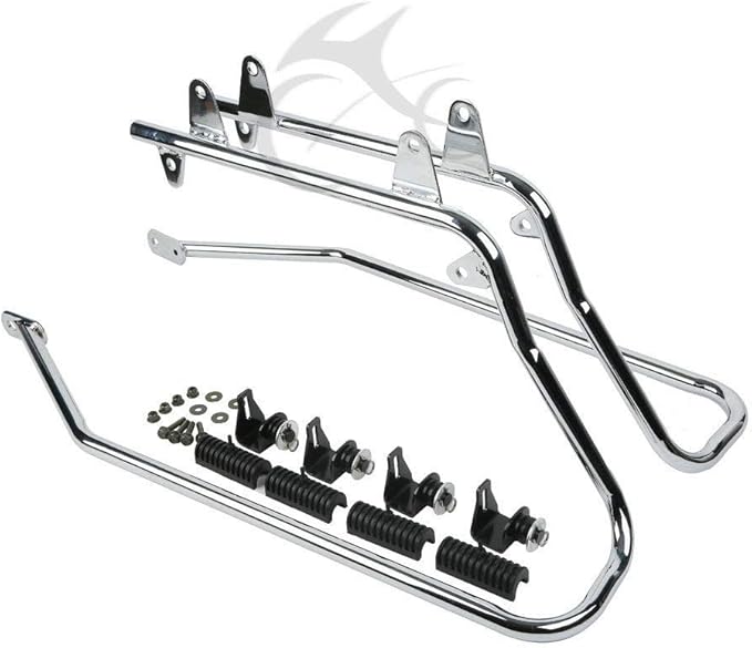 XFMT Hard Saddlebags + Chrome Conversion Brackets Compatible with HARLEY HD SOFTAIL MODEL 1986-2013