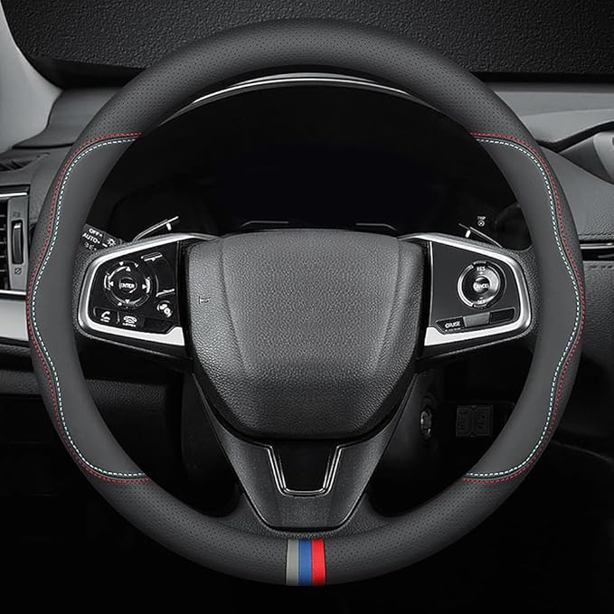 New Nappa Leather car Steering Wheel Cover, Universal 15 inch Black