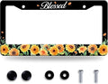 Watercolor Sunflower License Plate Beautiful Floral License Plate Stainless Steel Auto Parts Funny License Plate Decorative with Screws Size 12.3" x 6.3" for Women Men