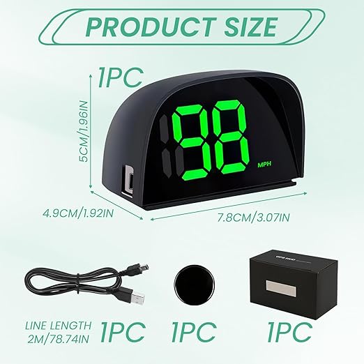 GPS Digital Speedometer for Car MPH Golf Cart Universal HUD Speed Meter with LED Large Font Head Up Display Car Accessories with USB Cable Plug Play for Truck Motor SUV Golf Cart All Vehicles