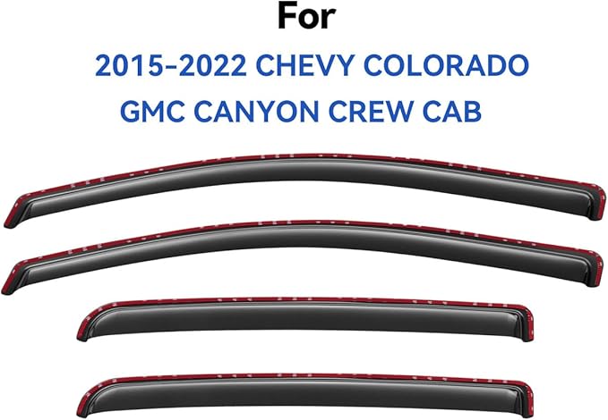 in-Channel Window Visors Rain Guards for 2015-2022 Chevy Colorado Crew Cab, Window Vent Wind Deflectors Visors Shades for 15-22 Gmc Canyon Crew Cab