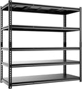 5 Tier 60”D X 24”W X 78”H Garage Shelves Heavy Duty 3000LBS Adjustable Metal Storage Shelves for Garages Shops and Basements (Black)