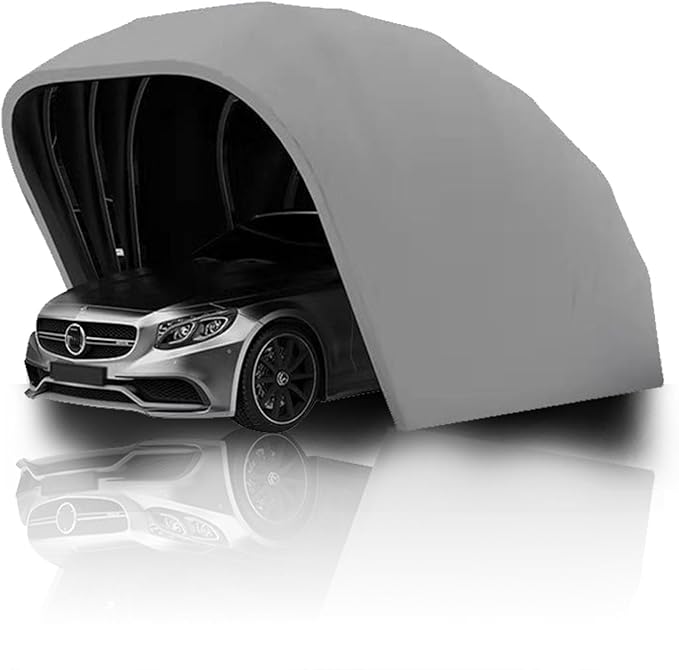 18×8.2×7.5FT Heavy Duty Carport, Portable Stainless Steel Garage, Retractable Folding Automatic Car Tent, All Weather Proof Carport, for Car, Boat, Car Canopy with All-Season Tarp