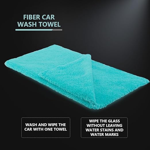 SPTA Microfiber Drying Towel Car Wash Drying Towel, 6 Pack Super Plush Edgeless Car Wash Towels for Auto Detailing, 16.1x17.7 in, 420GSM, Teal Blue-MT039
