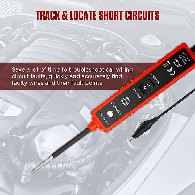 CMTOOL Power Circuit Probe Tester 6V-24V DC Test Light, Automotive Circuit Tester Car Short Finder, Component Activation, Polarity Identify, Overload Protection