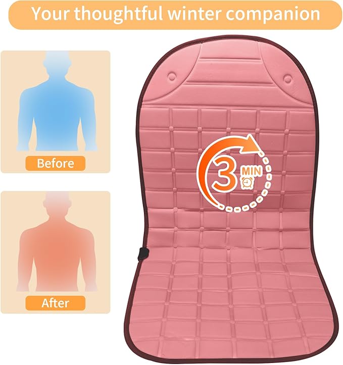 Seat Cushion for Cold Weather - Winter Soft Seat Cover with Adiustanle Buckle for Full Back and Seat (Pink)