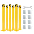 6Pcs Heavy Duty Safety Bollards, 42" Height, 4.5" Diameter Steel Pipe Bollard Post with 24 Anchor Bolts, High-Visibility Yellow Parking Bollard for Traffic Control, Warehouses, & Pedestrian Safety