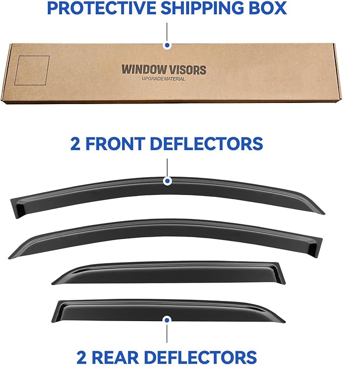 Window Visors Rain Guards for Ford EcoSport 2018 2019 2020 2021 2022, Out-Channel Window Vent Wind Deflectors Visors Shades for 18 19 20 21 22 EcoSport