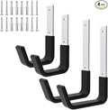 Heavy Duty Utility Hooks - Wall Mount for Garage Storage, Hose & Bike Hangers (2 Small & 2 Medium)