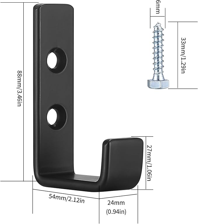 Heavy Duty Garage Hooks for Hanging, 2pcs Black Garage Storage Wall Mount J Hook Heavy Duty, J Utility Hooks for Extension Cord Tool Cable, Clothes, Keys Hook (2Pcs)