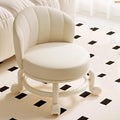 Low Rolling Stool with Backrest,Rolling Pedicure Seat,Low Stool with Wheels for Home, Office, Garage, Shop, Library (White)