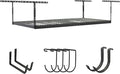 SafeRacks Overhead Storage Rack - Heavy Duty, 600 lb Capacity, Adjustable, Ceiling Mount for Garage 4x8 Hammertone (12"-21")