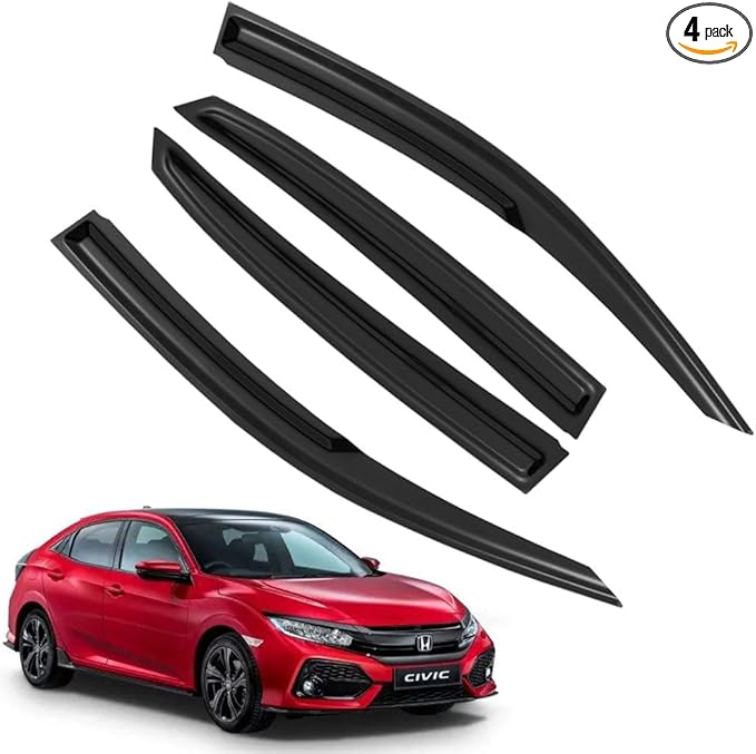 Rain Guards for Civic 2017-2021 Hatchback, Tape-on Side Window Deflectors for Civic, Window Visors for Honda Cars, for Honda Car Accessories, 4 pcs