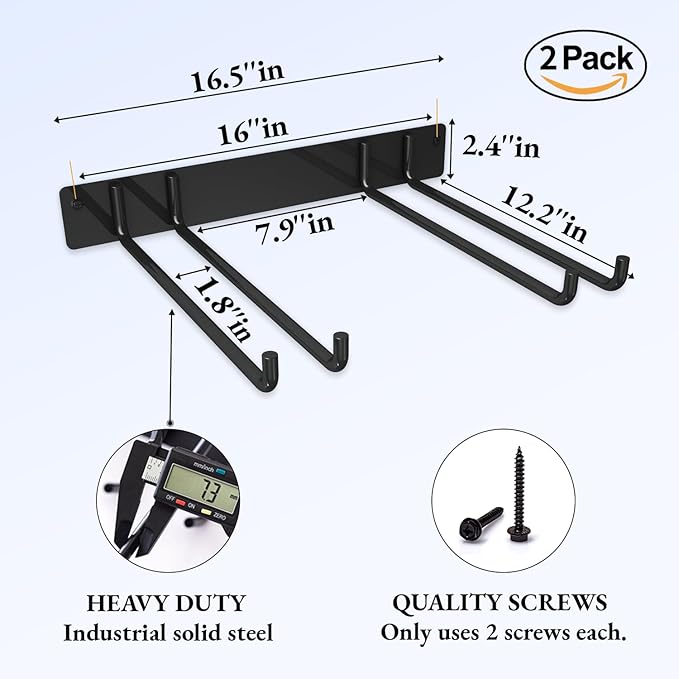 Garage Storage Organization Wall Mount, Heavy Duty Folding Chair Storage, Garden Tool Hanger for Patio, Beach & Camping Chairs Organizer Hooks, Holds 240 lbs - 2 Pack