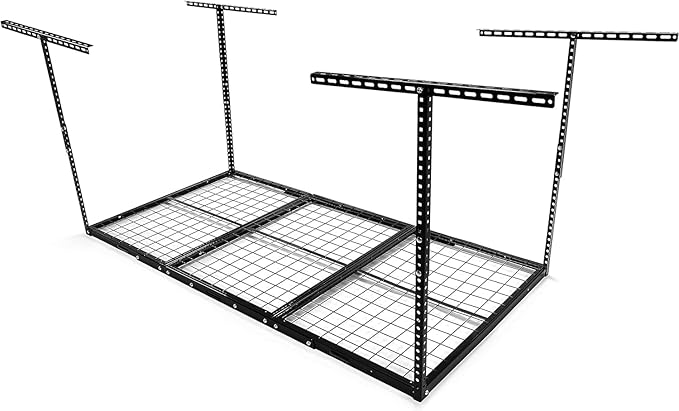 Kojem 3x6 Overhead Garage Storage Rack Adjustable Ceiling Garage Organization Shelf Ceiling Mounted Overhead Storage Racks Steel - Black