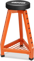 DNA MOTORING Heavy-Duty Padded Seat, Mechanics Shop Garage Stool, 300lbs Capacity Metal Stool Chair for Workshop, W/Tool Storage Tray, 360° Swivel Padded Seat, TOOLS-00639-BK-RD
