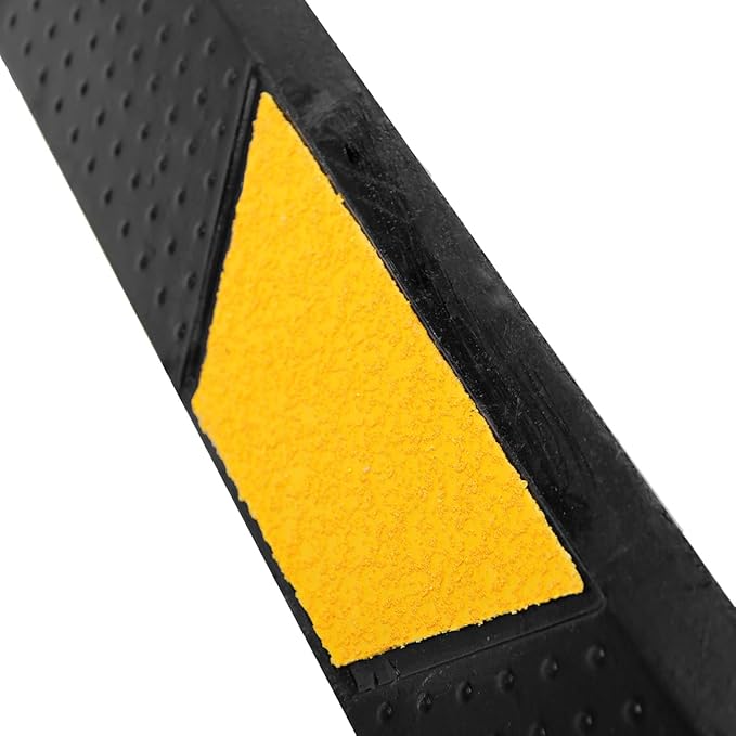 72" Rubber Parking Curbs Block Target with 8 High Reflective Yellow Safety Stripes Wheel Stop for Car Truck RV and Trailer Stop Aid 2 Pack