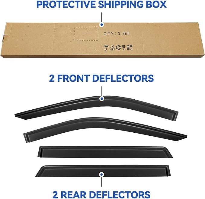 Window Visors Rain Guards for 2021 2022 2023 2024 2025 Chevy Tahoe, Out-Channel Window Vent Wind Deflectors Visors Shades for 21-25 GMC Yukon (Not for Yukon XL)
