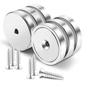 MIKEDE Strong Magnets with Hole, 100LB+ Heavy Duty Neodymium Cup Magnets with Stainless Screw for Wall Mounting, Rare Earth Magnet Round Base Cup Magnet, 1.26" D x 0.2" H, Pack of 6