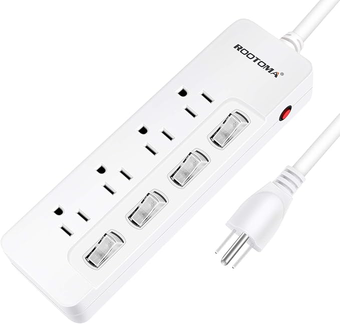 Appliance Extension Cord with Individual Switches on Off - 6 FT, 14 Gauge Heavy Duty Extension Cord with 4 AC Outlets, Wall Mountable, High Wattage for Microwave Workbench Garage Must Have, ETL Listed