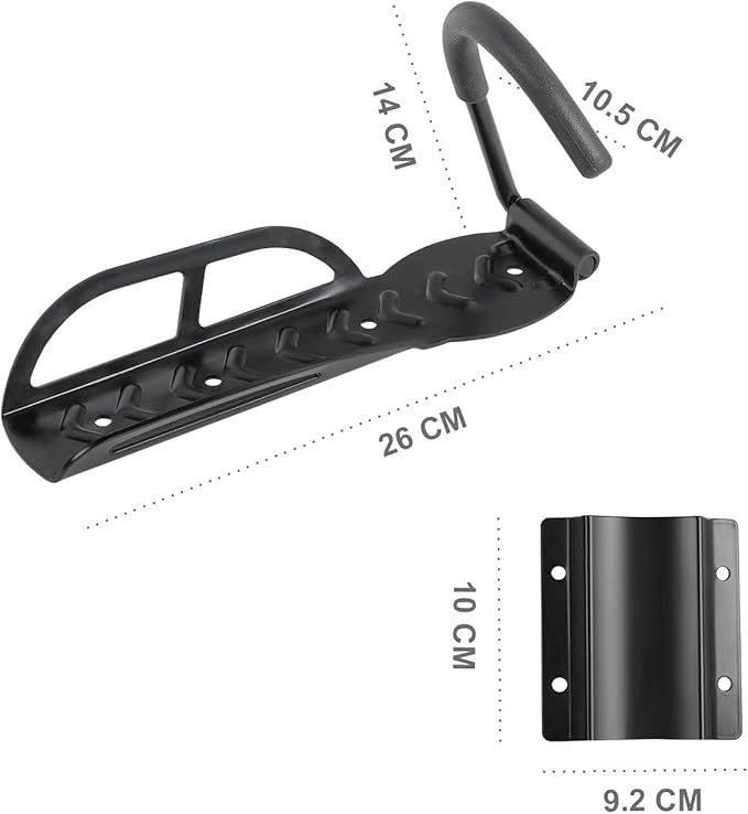 Todeco Bike Wall Mount Rack with Rear Tire Tray, Vertical Bike Hooks Storage Indoor Saving Space for Garage, Shed, Great for Hanging Road, Mountain or Hybrid Bikes,2-Pack