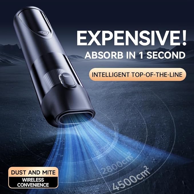 Rendoo Cordless Car Vacuum Cleaner - Portable Handheld Vacuum with Strong Suction, Wet/Dry Mini Vacuum for Car Detailing, Rechargeable Auto Vacuum with Detailing Kit