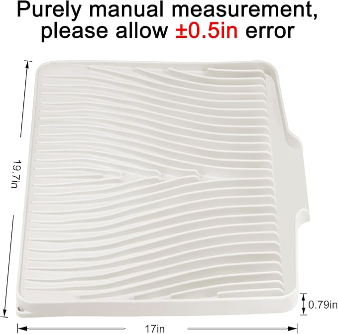 Silicone Dish Drying Mat, Stone Drying Mat for Kitchen Counter with Built-In Drain, Non-Slip Drain Pad with Built-in Drain, Heat Resistant Stone Drying Mat, 1Pcs 19.7" x 17", Cream