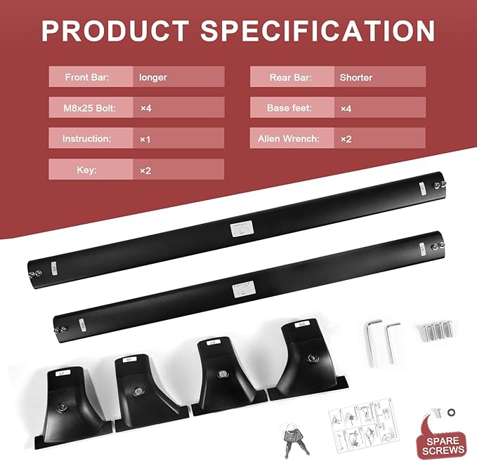 KINGGERI Lockable 260LBS Roof Rack Cross Bars Compatible with Toyota Grand Highlander & Lexus TX 2024 2025(with Flush Side Rails), Heavy Duty Aluminum Roof Rails Crossbars Rooftop Luggage Racks