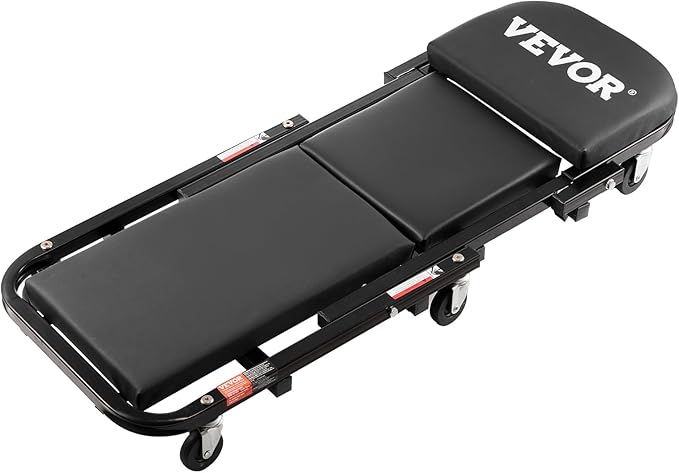 VEVOR Foldable Z Garage Creeper, 40 in, 450 lbs Load Capacity Rolling Folding Mechanic Creeper Stool, with 6 Universal Wheels Padded Seat Steel Frame, Lay Down or Sit Chair for Garage Shop or Home
