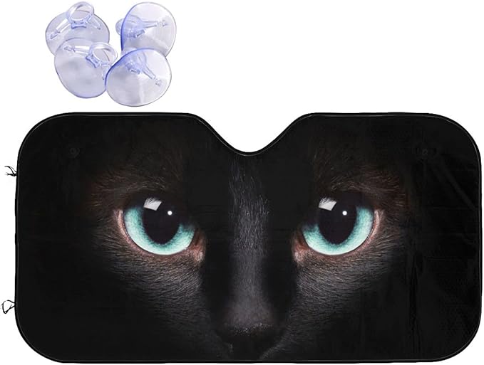 Black cat Eyes Car Windshield Sunshade Front Window Sun Visor Protector Foldable Shield Cover for Truck SUV