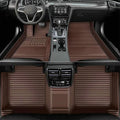 Custom Colors Car Floor Mats Black Pink for 99.9% Sedan SUV Sports， All-Weather Liners Car Floor mat，Luxury Leather Automotive Floor Mats (Brown Stripe,3D Floor Mats)