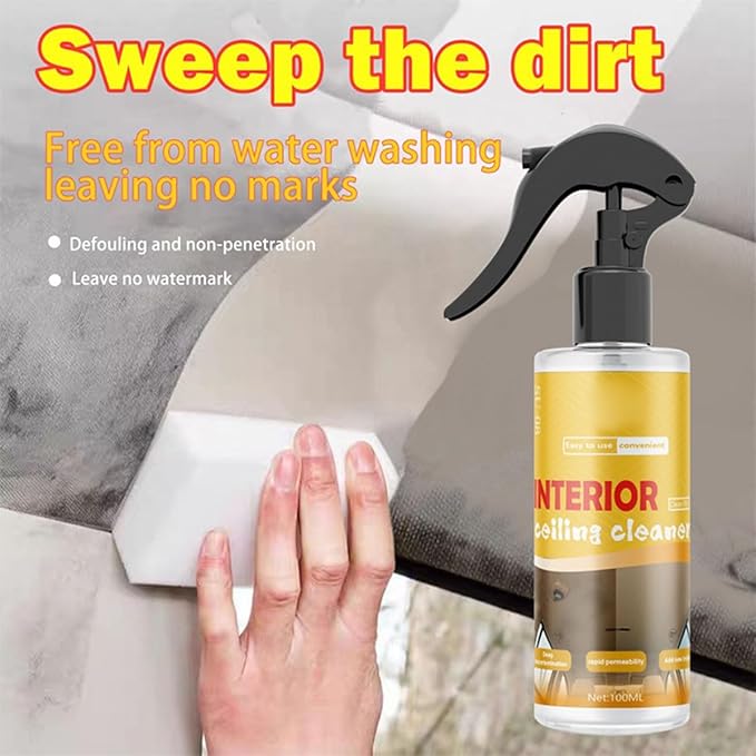 Multi-Purpose Car Interior Fabric Clean Polish Spray,Applies To Vehicle Seat、Upholstery、Headliner Cleaner,Vehicle Interior Polish Spray (3PCS)