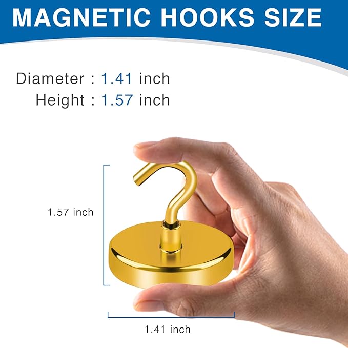LOVIMAG Cruise Essentials, 150Lbs Cruise Door Magnets, Yellow Magnet Hooks for Cruise Cabin Strong Magnetic Hooks for Hanging, Refrigerator, Celling -6 Pack