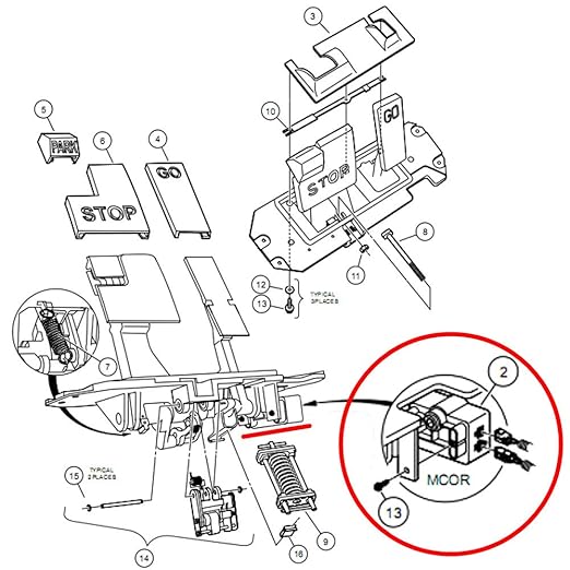 Golf Cart MCOR for Club Car DS & Carryall Golf Carts 2001-2011 MCOR1 Throttle Potentiometer MCOR Accelerator Replace OEM# 1021011-01