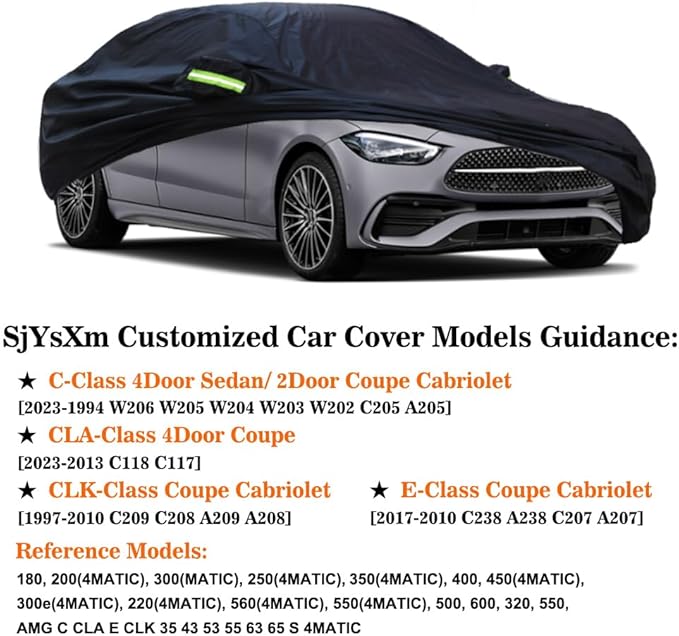 Car Cover Compatible with Mercedes-Benz C-Class 1994-2025 Sedan Coupe Cabriolet/CLK CLA CLE Coupe Cabriolet, Waterproof Covers with Cotton Lining, All Weather Rain Sun Snow UV Cover for Outdoor