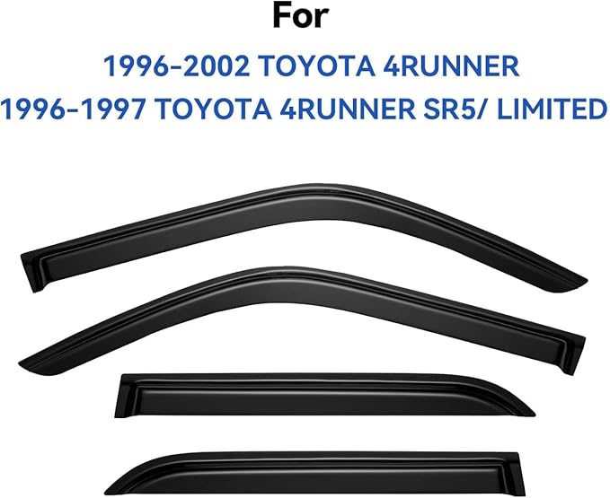 Window Visors Rain Guards for 1996-2002 Toyota 4Runner, Out-Channel Window Vent Wind Deflectors Visors Shades for 96-02 4Runner