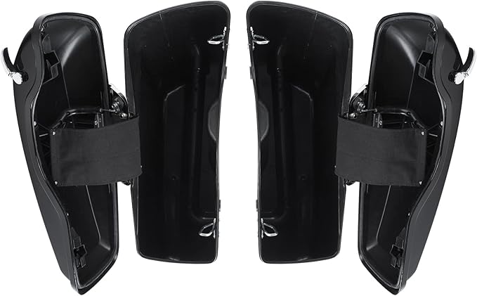 XFMT Motorcycle Vivid Black 5" Extended Stretched Hard Saddlebags Saddle Bags W/Chrome Latches For Harley Touring Road King Street Glide Road Glide Electra Glide Ultra Classic 2014-2023
