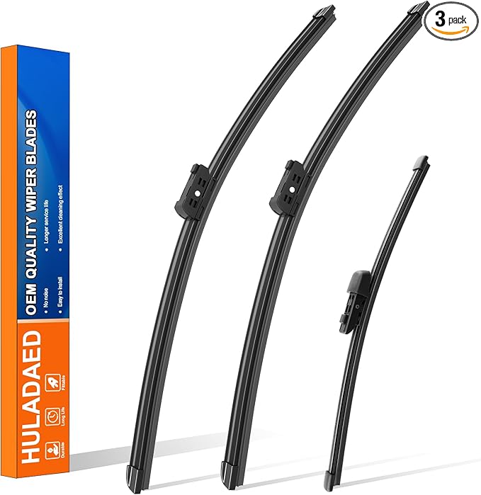 HULADAED® 25'' 22'' 15'' Windshield Wipers Replacement for Volkswagen Tiguan 2022-2018 Touareg 2023-2019 Silicone Front Rear Wiper blades for MY Car-All Weather & Quiet(3 PACK)