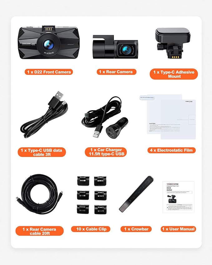 Real 4K 30fps Dash Cam Front and Rear, 2 Channel HDR with Top-Level Sensor, 5.8GHz Wi-Fi GPS G-Sensor 3.3'' Big IPS, Super Night Vision, Parking Mode, Dash Camera for Cars with App, Support 512GB Max