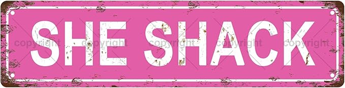 SHE SHACK Space Vintage Metal Tin Sign, Street Sign, Home Decor, Room Decor, Wall Decor, Bathroom Decor, Bar Decor, Cafe Decor, Garage Decor, 16 x 4 Inch