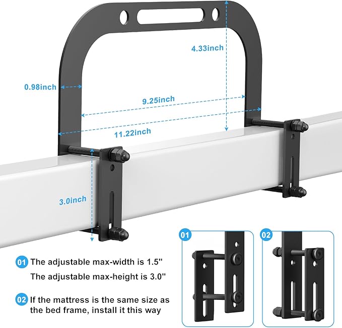 Mattress Slide Stopper, YUOROS Non Slip Mattress Gripper for Metal Bed Frame, Holder Retainer Bar to Keep Mattresses Topper from Sliding