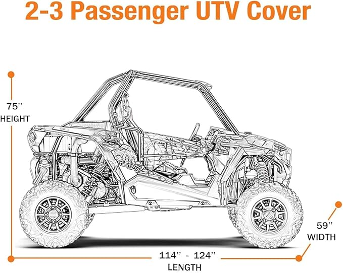UTV Cover Waterproof Heavy Duty Oxford Cloth All Weather Protection Covers for Polaris RZR Ranger Can-Am Defender Teryx Pioneer Side by Side UTV Accessories, 2-3 Seater