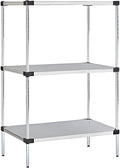 Omega Solid Stainless Steel Shelves, 24" Deep x 36" Wide x 34" High 3 Tier Heavy Duty Solid Shelving Unit for Kitchen Garage Office Restaurant Warehouse 800-lb Per Shelf Weight Capacity