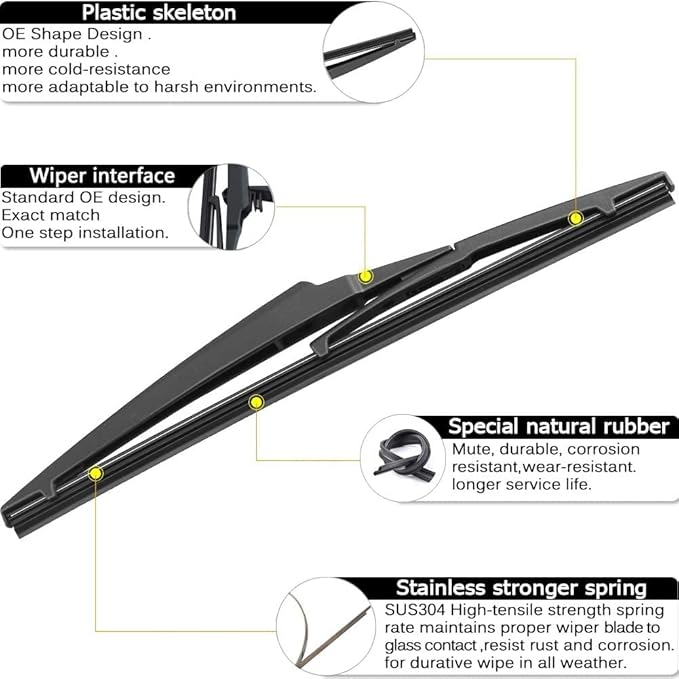 AUTOBOO 26"+16" Windshield Wipers with 12" Rear Wiper Blade Replacement for Toyota RAV4 2019 2020 2021 2022 2023 2024,Mazda 5 2015 2014 2013 2012 2011 2010-2006 -Original Factory Quality (Pack of 3)