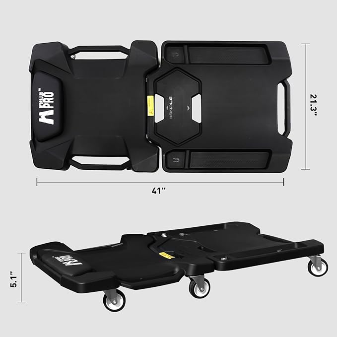 41" Foldable Mechanic Creeper with 6 Swivel Wheels, Low Profile Design with Padded Headrest & Tool Trays, 330 lbs Capacity, Creepers Automotive for Garage Repair
