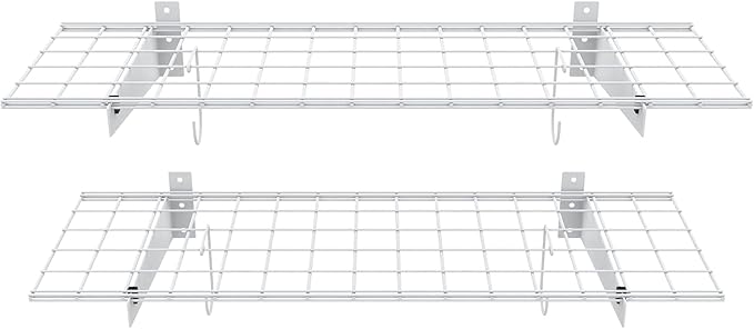 TORACK 2 Pack Garage Storage Wall Shelves, 15" x 45" Wall Mounted Wire Shelves for Garage Storage Heavy Duty Garage Wall Shelving(Pack of 2, White)
