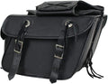 GARGOYLE BELLS Motorcycle Saddle Bags Leather Motorcycle Luggage Bag with Gun Holsters For Softails Sportsters and Choppers Tool Bags (Black Leather, 14" x 8" x 11")