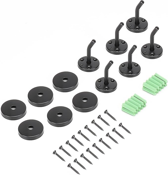 NearMoon Coat Hooks, Wall Hooks for Hanging Hat Hurse Robe, 304 Stainless Steel Heavy Duty Towel Hangers for Bathroom Livingroom Hotel Kitchen Garage, 6 Pack (2 Inch, Matte Black)